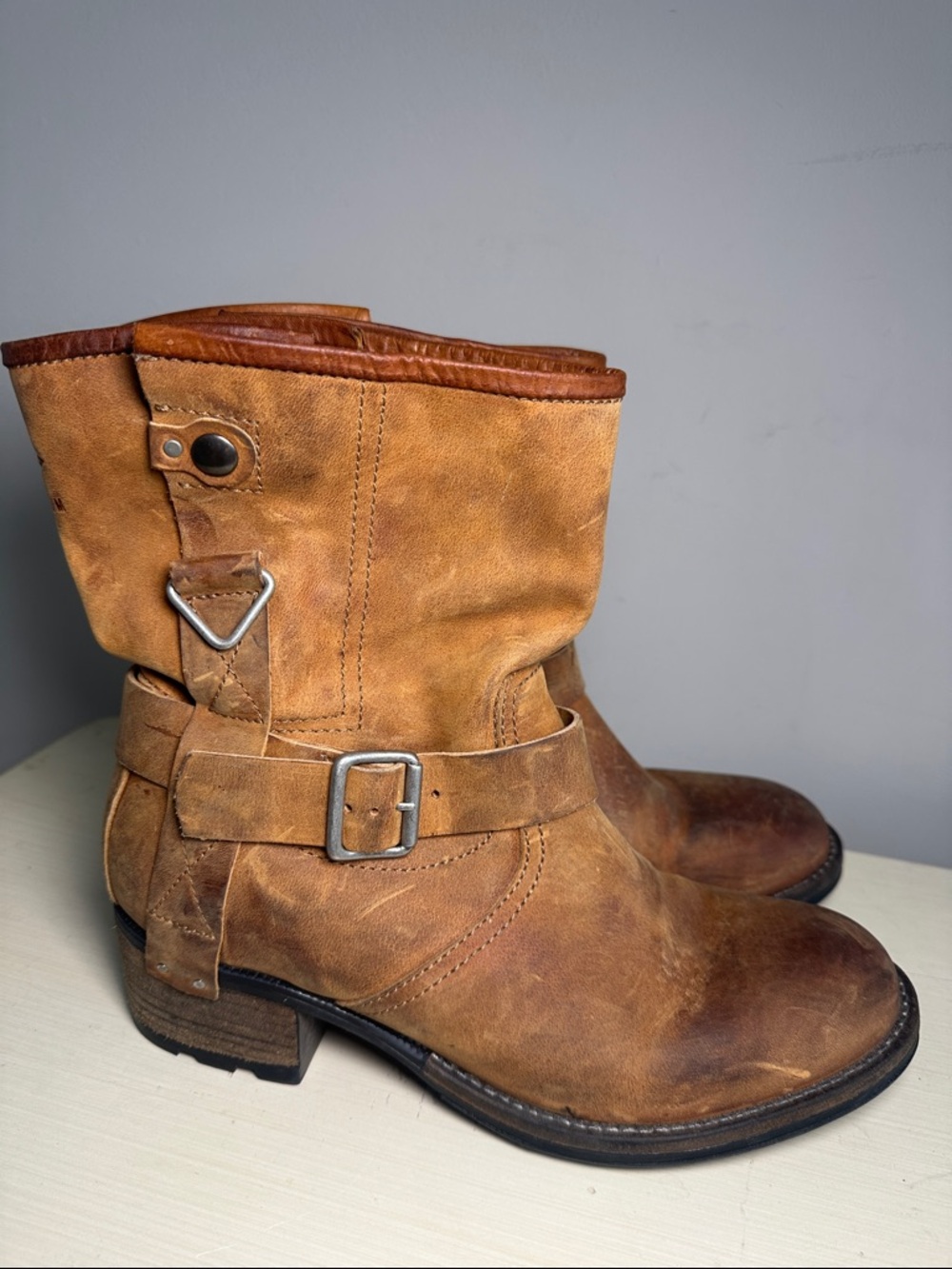 PLDM by palladium clint CSR whiskey Tan Leather Harness Ankle Boots
